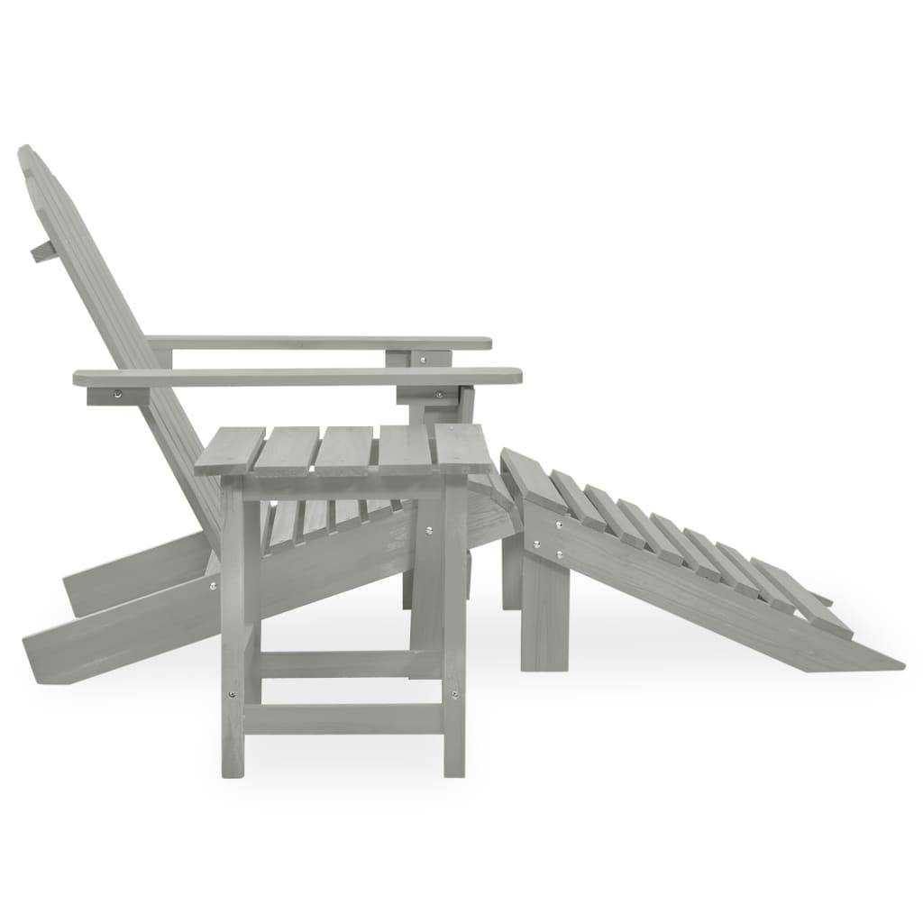 vidaXL Adirondack-Gartenstuhl mit Fußstütze & Tisch Tannenholz Grau