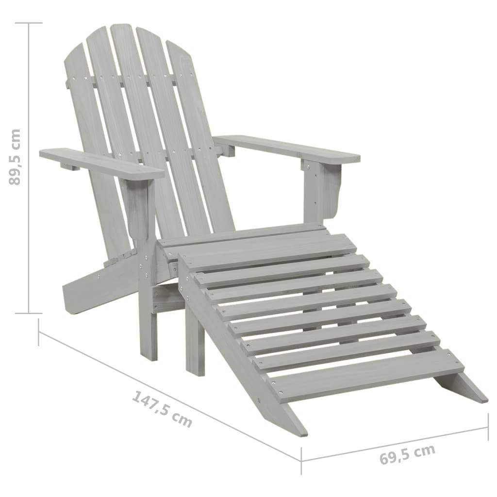 vidaXL Adirondack-Gartenstuhl mit Fußstütze & Tisch Tannenholz Grau