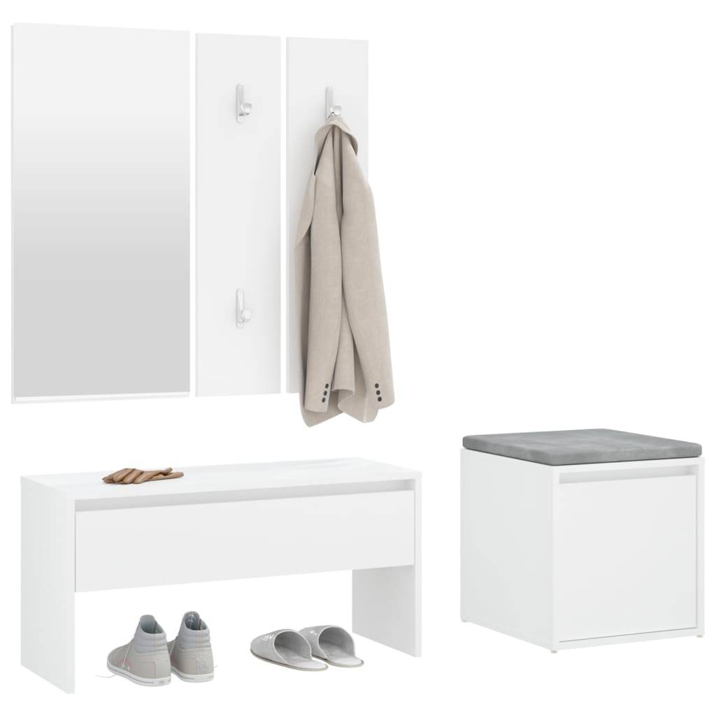 vidaXL Garderoben-Set Weiß Holzwerkstoff