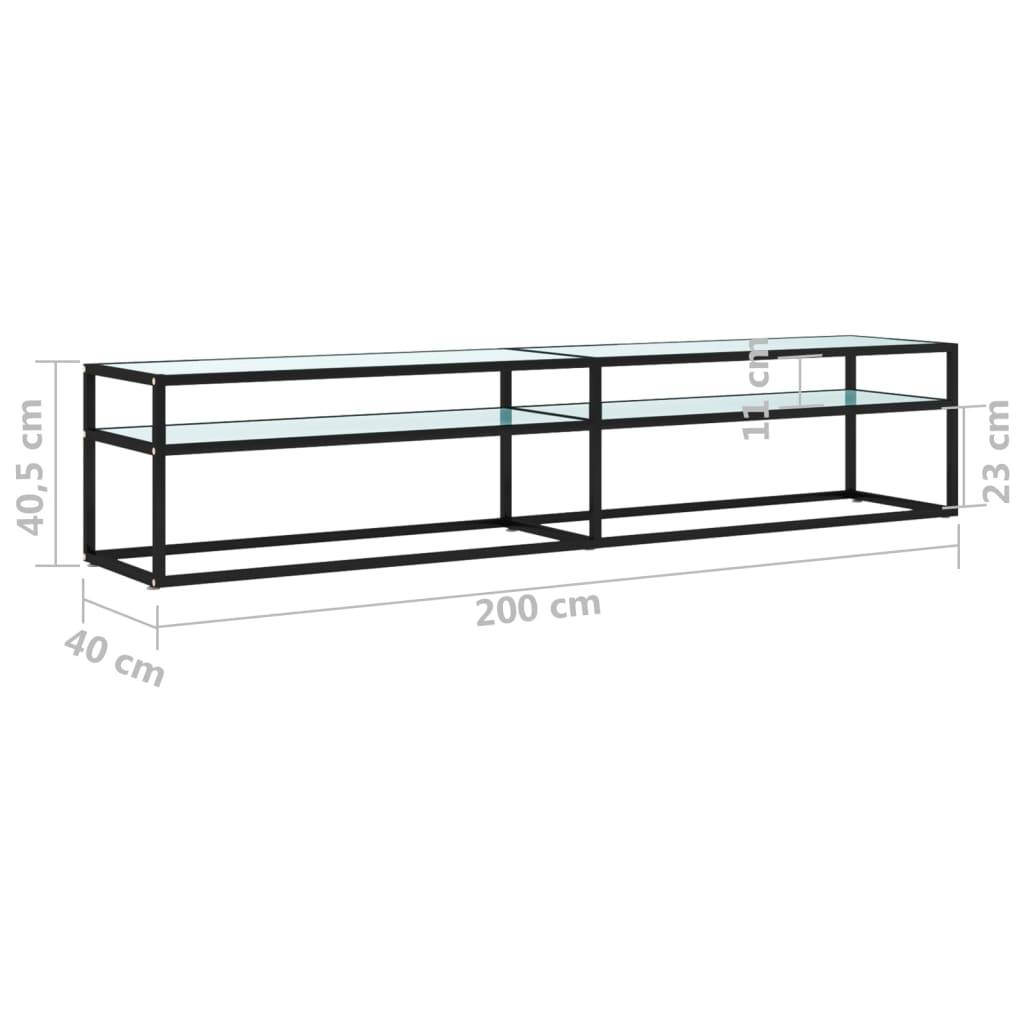 vidaXL TV-Schrank Weiß Marmor-Optik 200x40x40,5 cm Hartglas