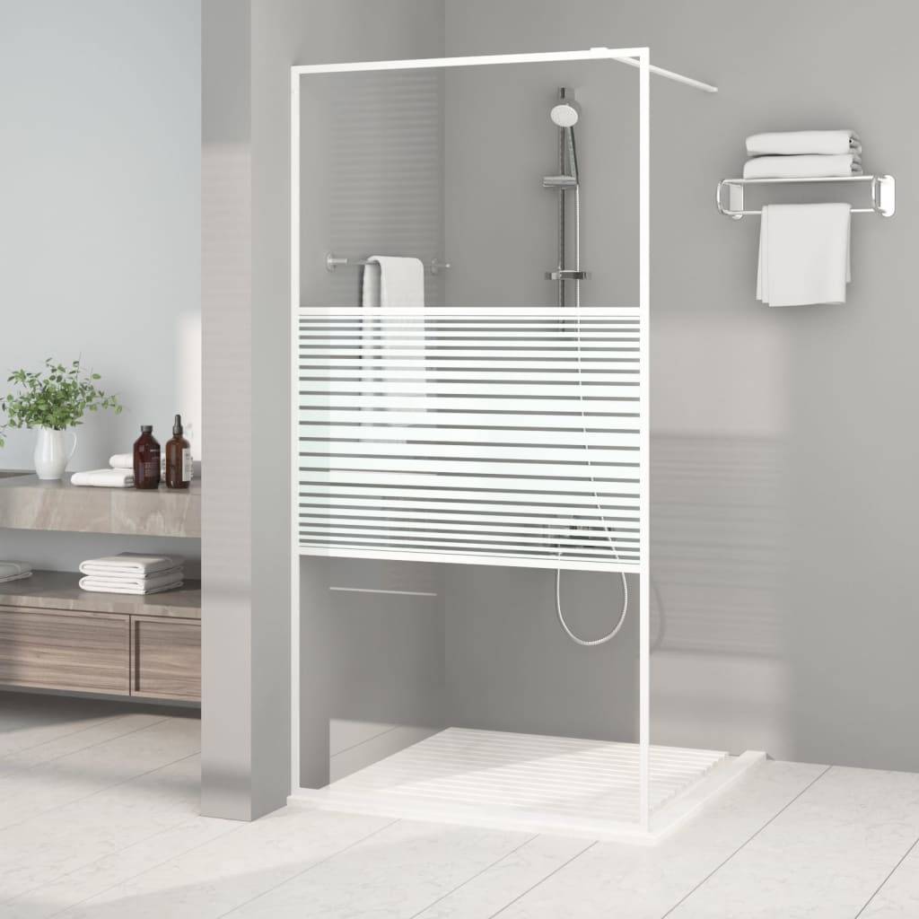 vidaXL Duschwand für Begehbare Dusche Weiß 100x195 cm ESG-Klarglas