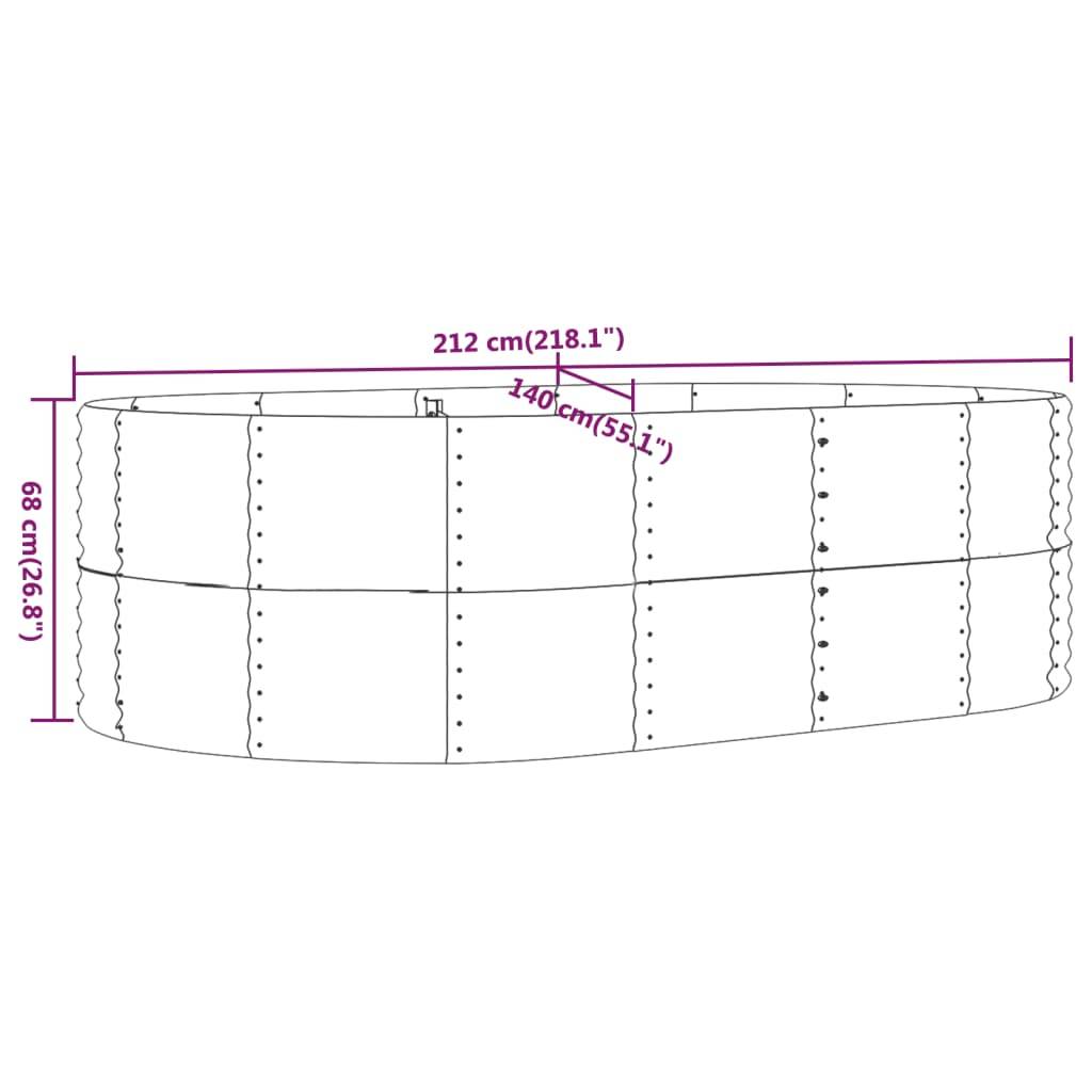 vidaXL Hochbeet Grau 212x140x68 cm Pulverbeschichteter Stahl