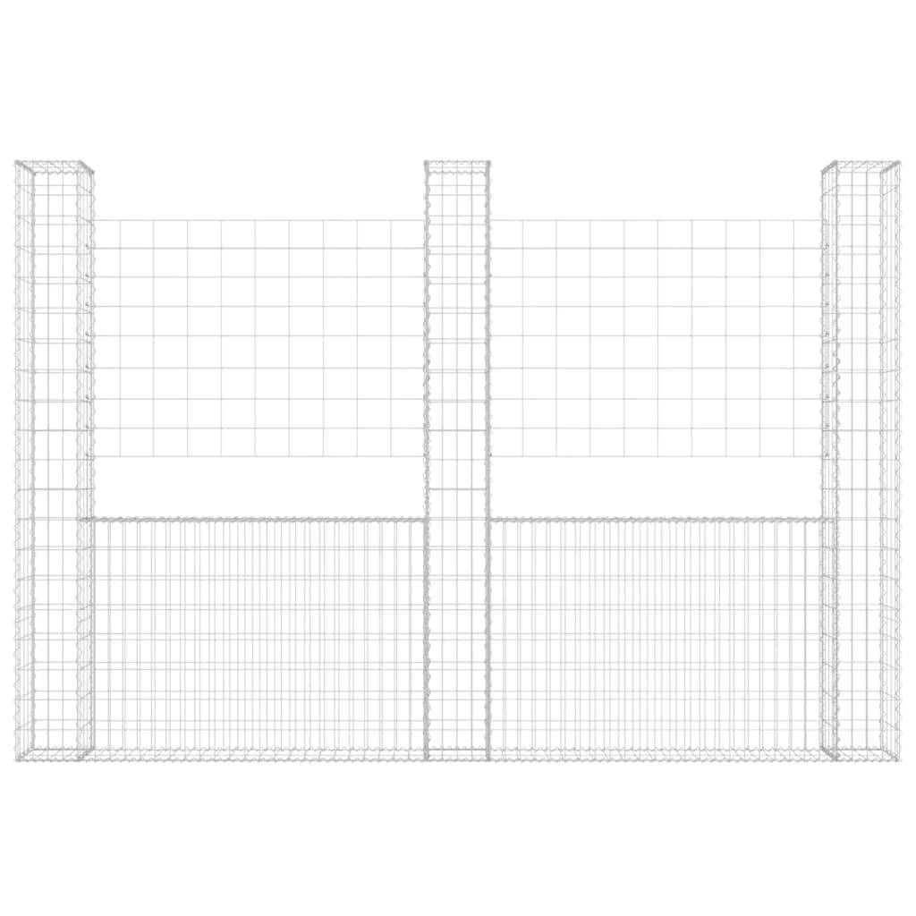vidaXL Gabionenkorb U-Form mit 3 Säulen Eisen 260x20x200 cm