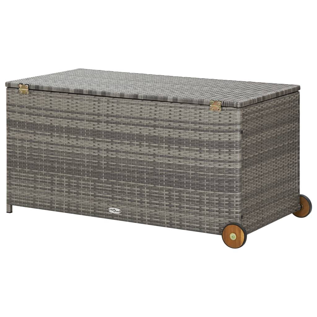 vidaXL Garten-Auflagenbox Hellgrau 120x65x61 cm Poly Rattan