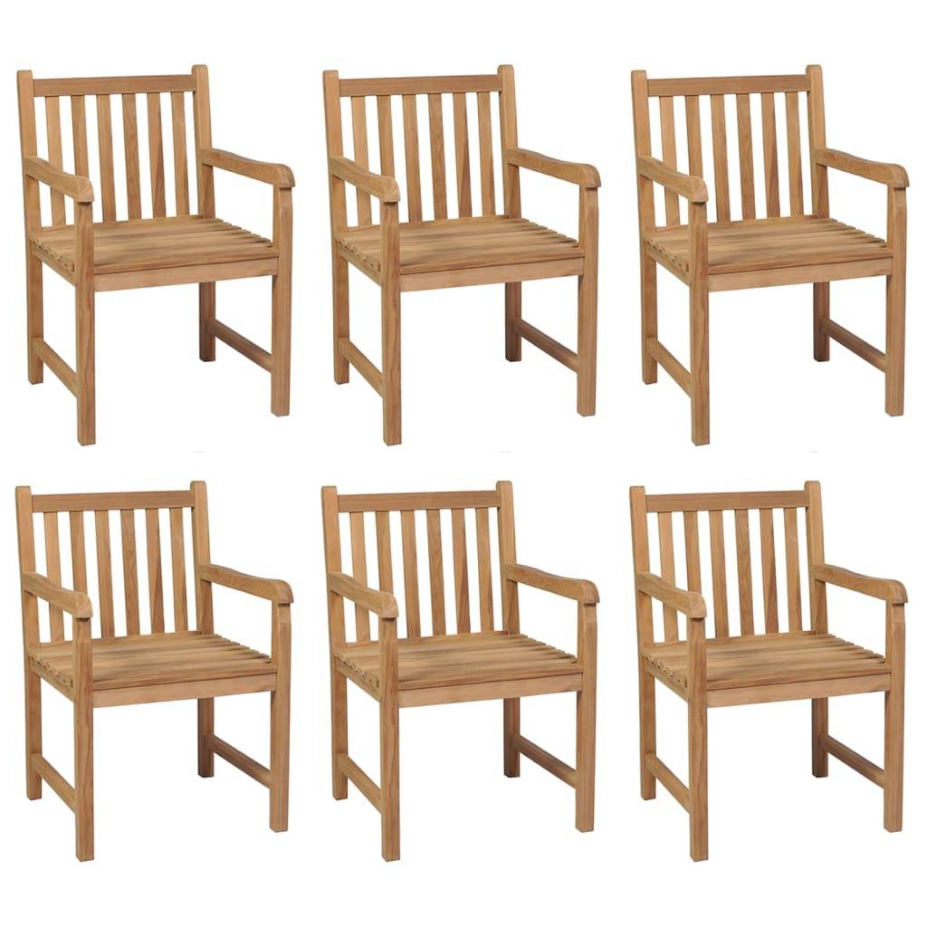 vidaXL Gartenstühle 6 Stk. mit Cremeweißen Kissen Massivholz Teak