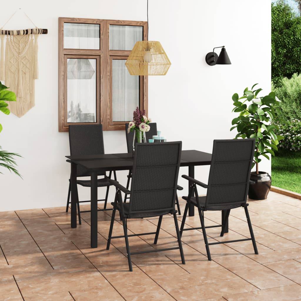 vidaXL 5-tlg. Garten-Essgruppe Schwarz