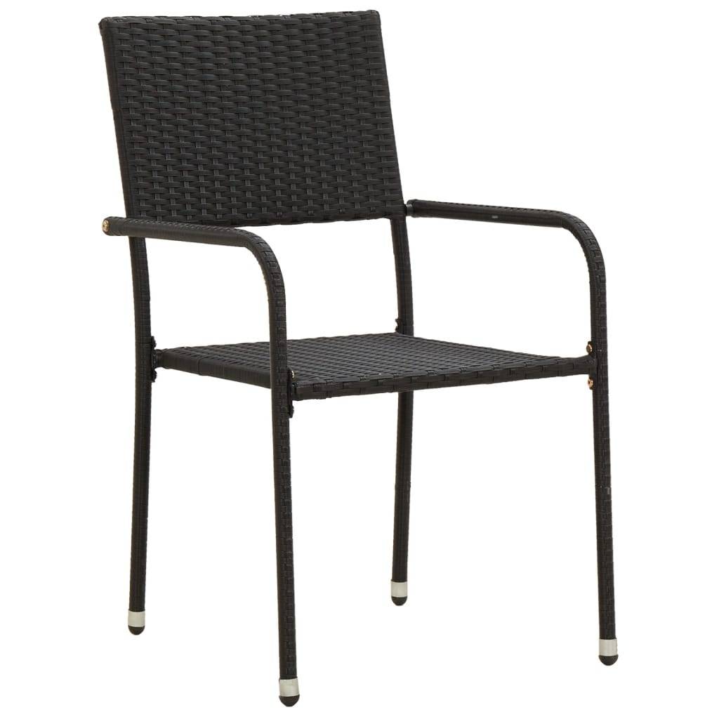 vidaXL 7-tlg. Garten-Essgruppe Poly Rattan Schwarz