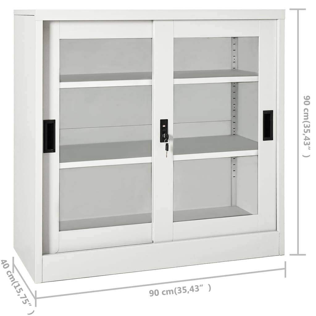 vidaXL Schrank mit Schiebetür Hellgrau 90x40x90 cm Stahl