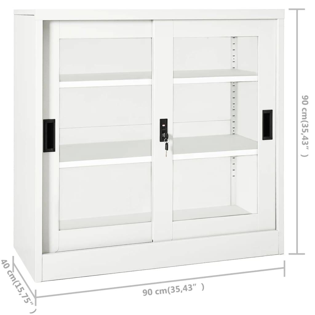 vidaXL Schrank mit Schiebetür Weiß 90x40x90 cm Stahl