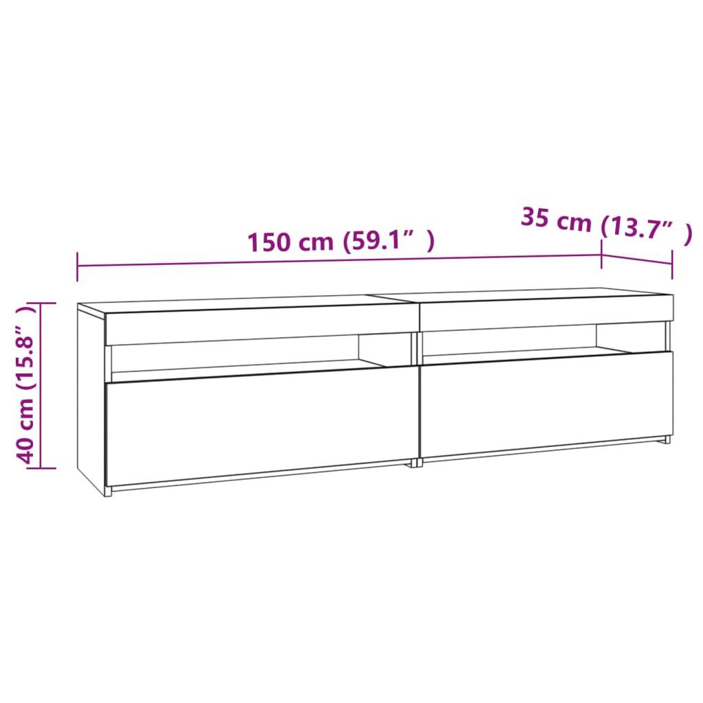 vidaXL TV-Schränke 2 Stk. mit LED-Leuchten Weiß 75x35x40 cm