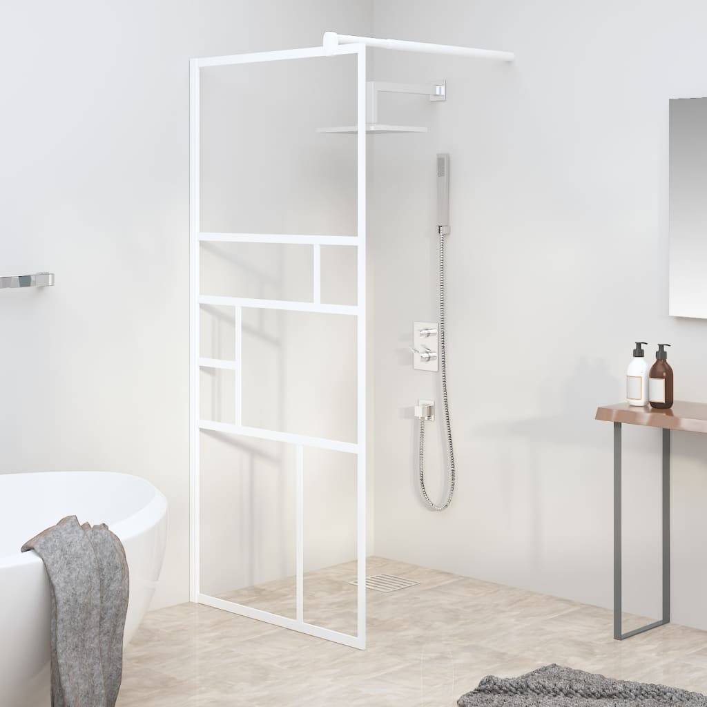 vidaXL Duschwand für Walk-In Dusche 80x195 cm ESG-Glas Weiß