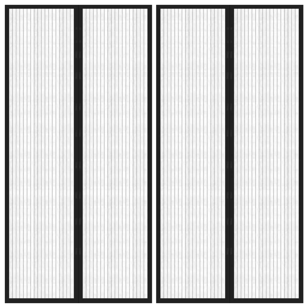 vidaXL Fliegengitter-Türvorhänge 2 Stk. Magnet Schwarz 220x100 cm