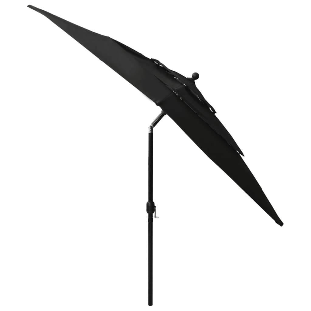 vidaXL Sonnenschirm mit Aluminium-Mast 3-lagig Schwarz 2,5x2,5 m