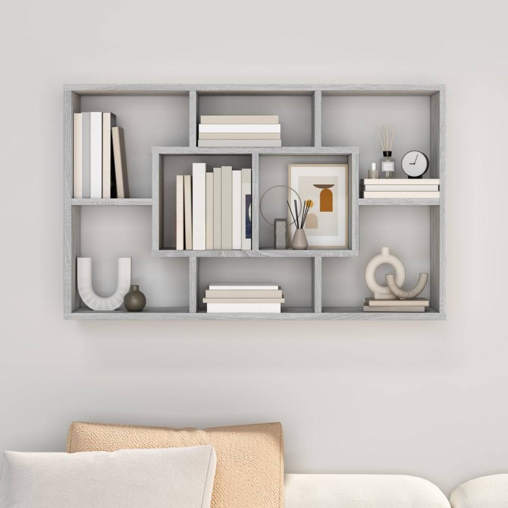 vidaXL Wandregal Grau Sonoma 85x16x52,5 cm cm Holzwerkstoff