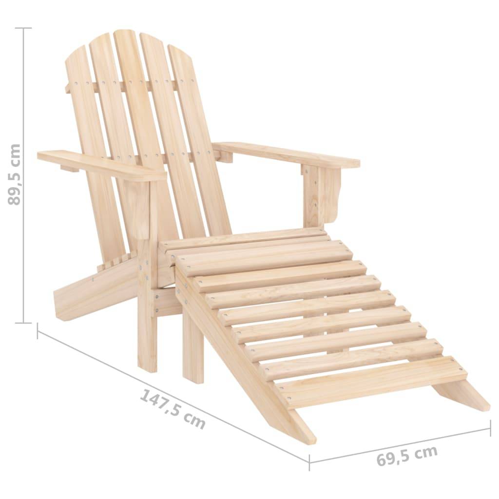 vidaXL Adirondack-Gartenstuhl mit Fußstütze & Tisch Massivholz Tanne