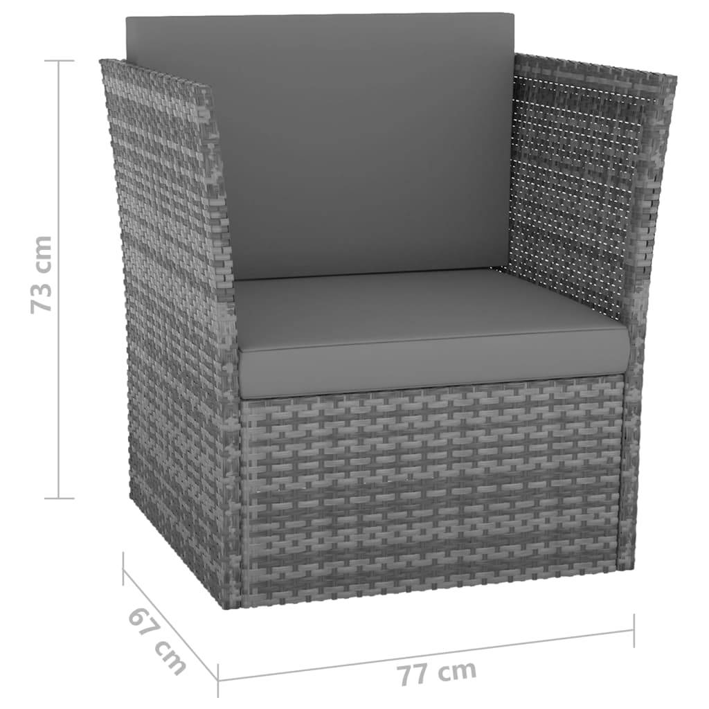 vidaXL Gartensessel mit Hocker Poly Rattan Anthrazit