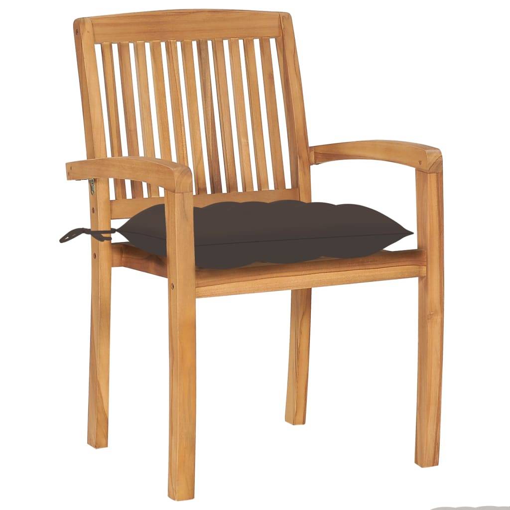 vidaXL Gartenstühle 2 Stk. mit Taupe Kissen Massivholz Teak