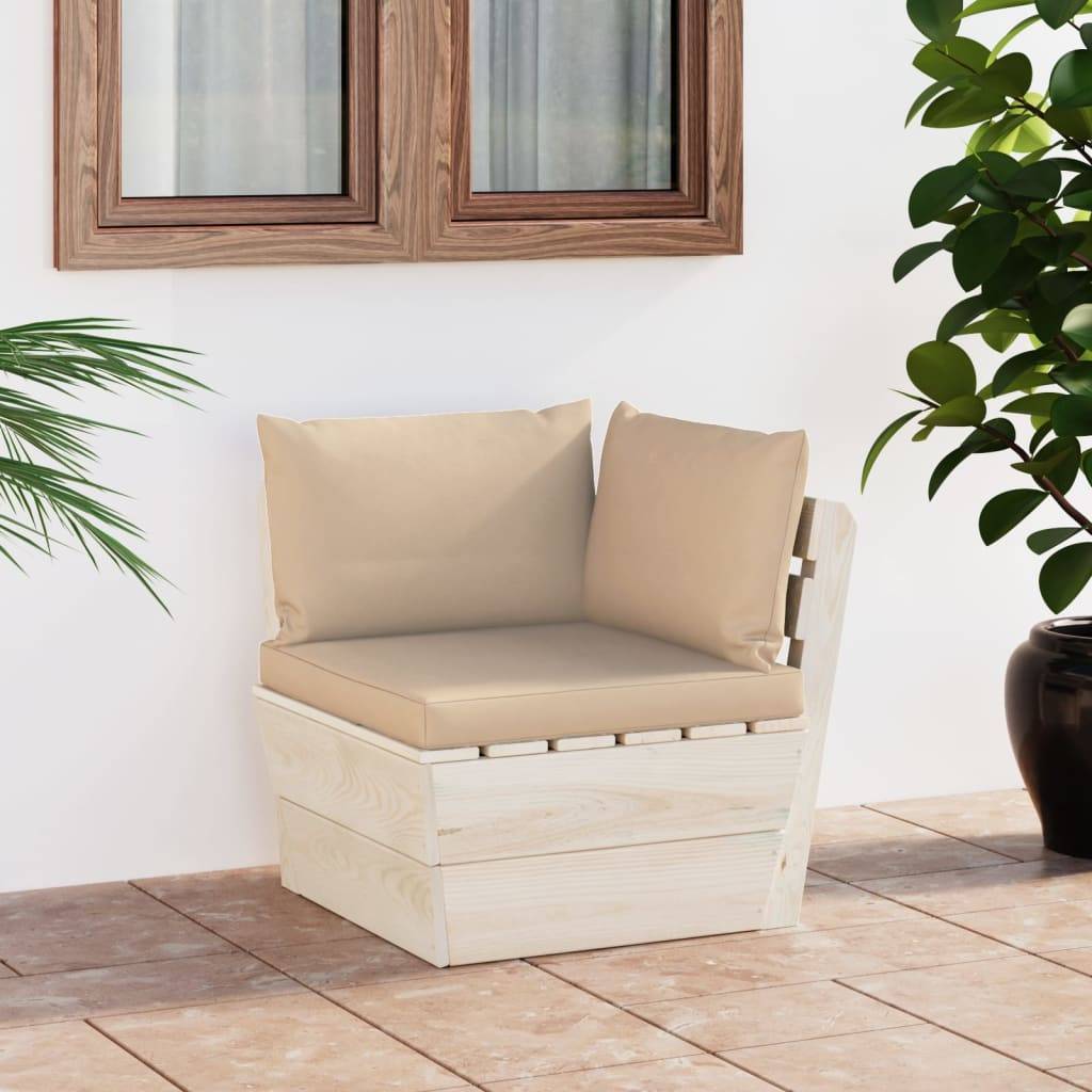 vidaXL Garten-Paletten-Ecksofa mit Kissen Imprägniertes Fichtenholz