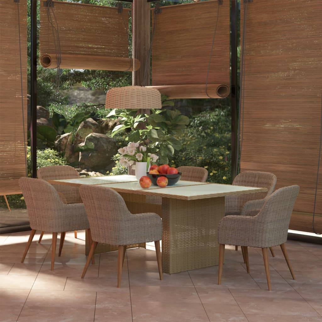 vidaXL 7-tlg. Garten-Essgruppe Poly Rattan Braun