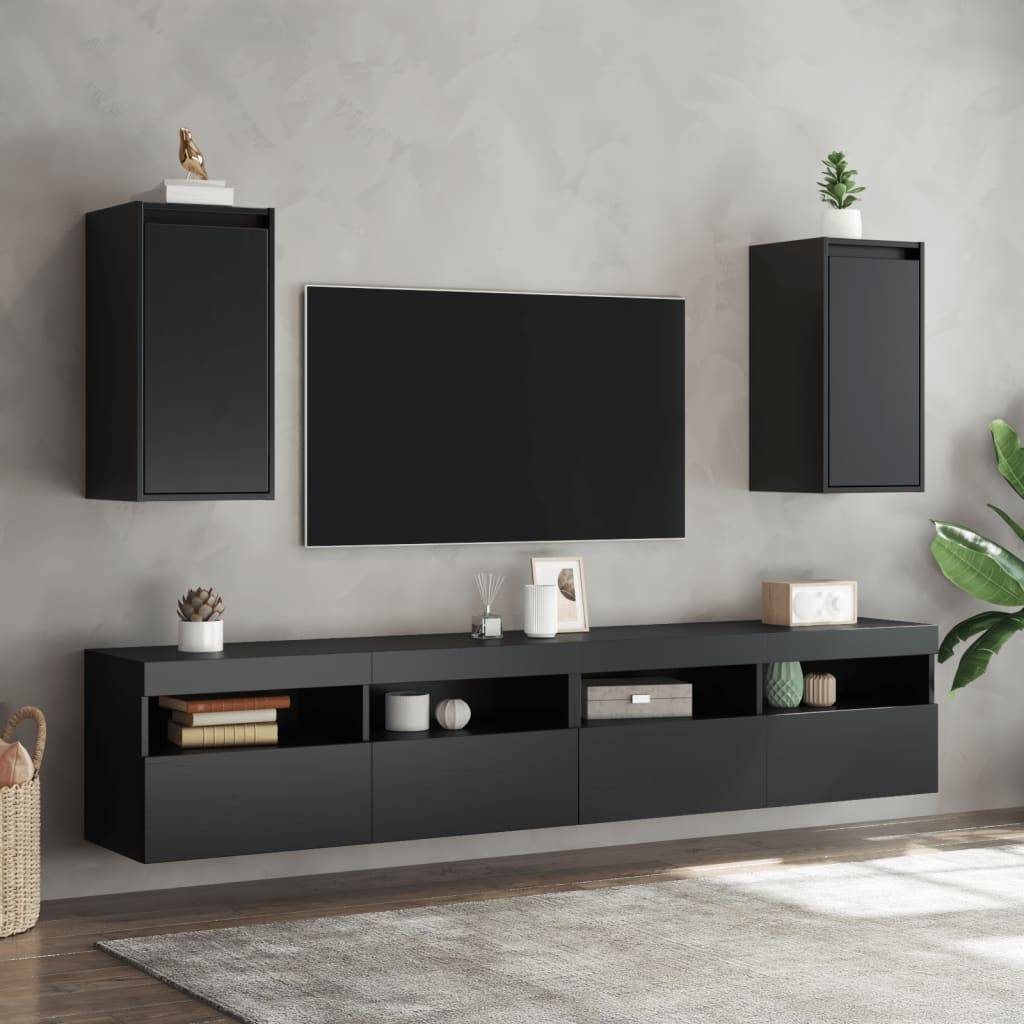 vidaXL Wandschränke 2 Stk. Schwarz 30x30x60 cm Massivholz Kiefer