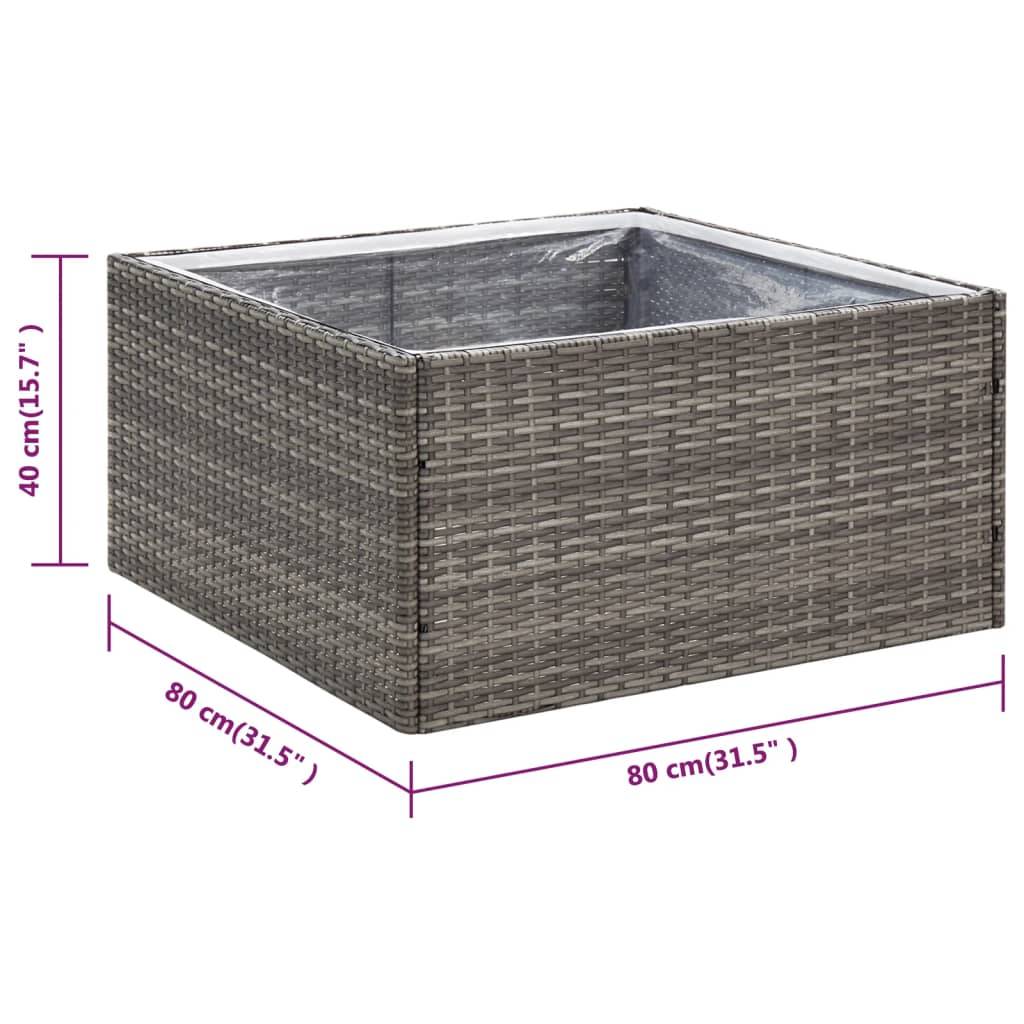 vidaXL Pflanzkübel Grau 80x80x40 cm Poly Rattan