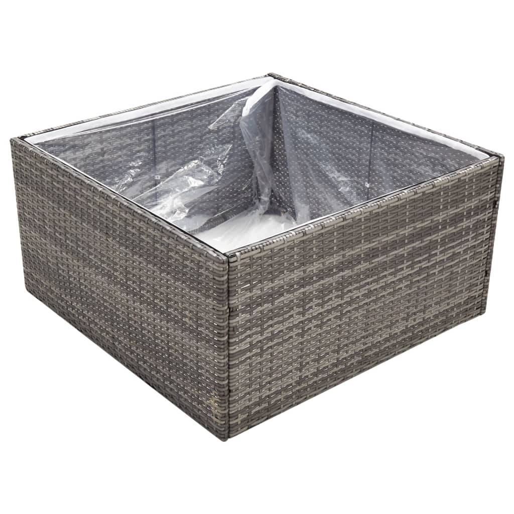 vidaXL Pflanzkübel Grau 80x80x40 cm Poly Rattan
