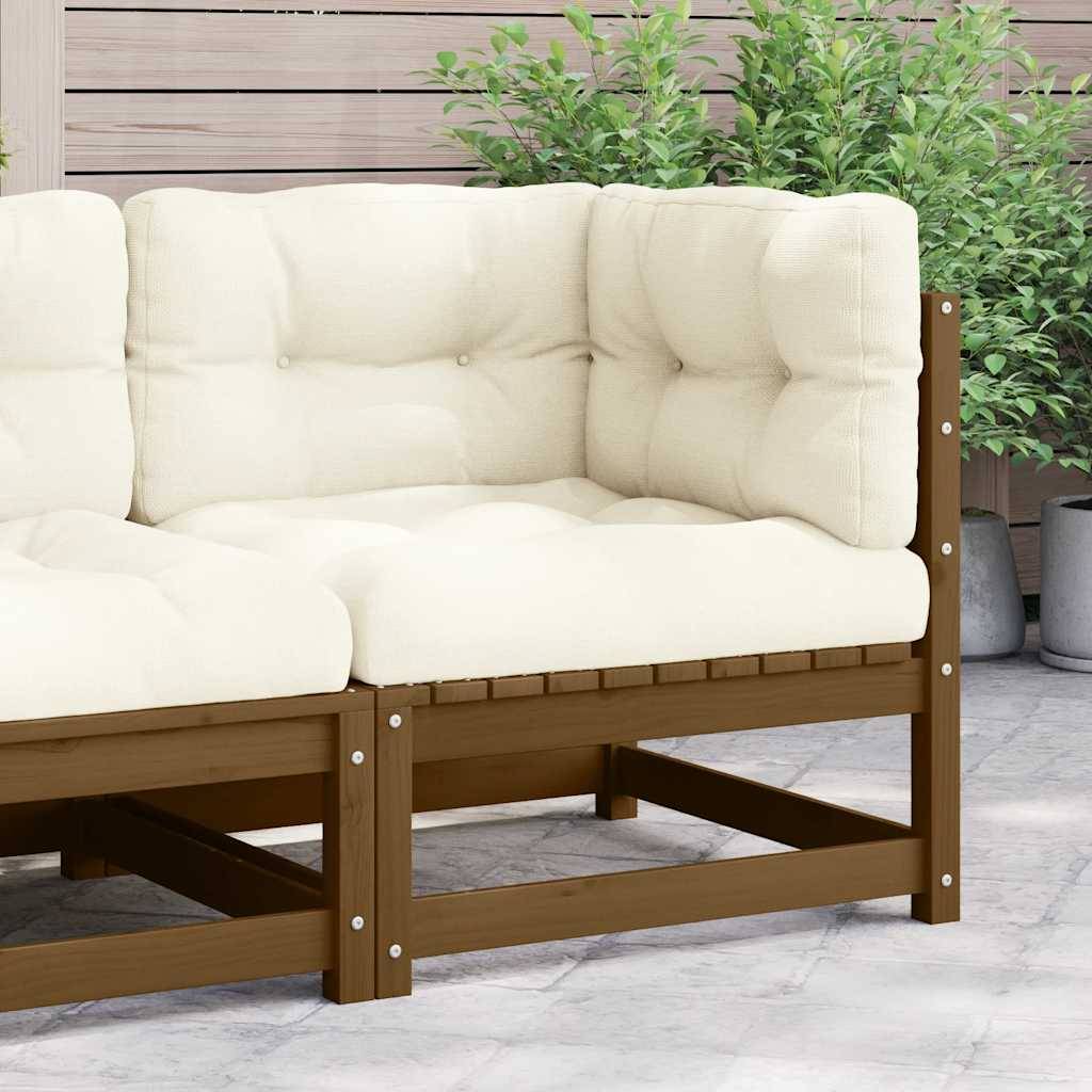 vidaXL Garten-Ecksofa mit Creme Kissen Massivholz Kiefer