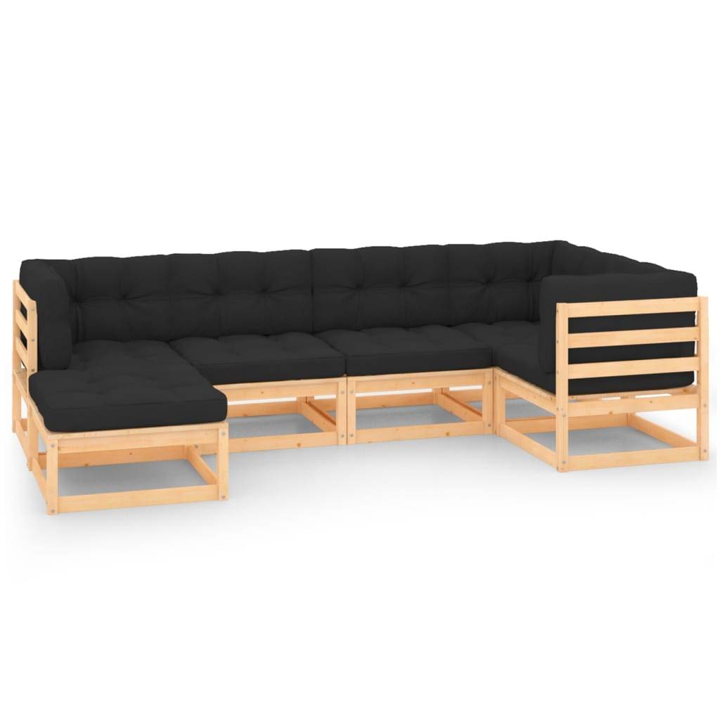 vidaXL 6-tlg. Garten-Lounge-Set mit Kissen Massivholz Kiefer