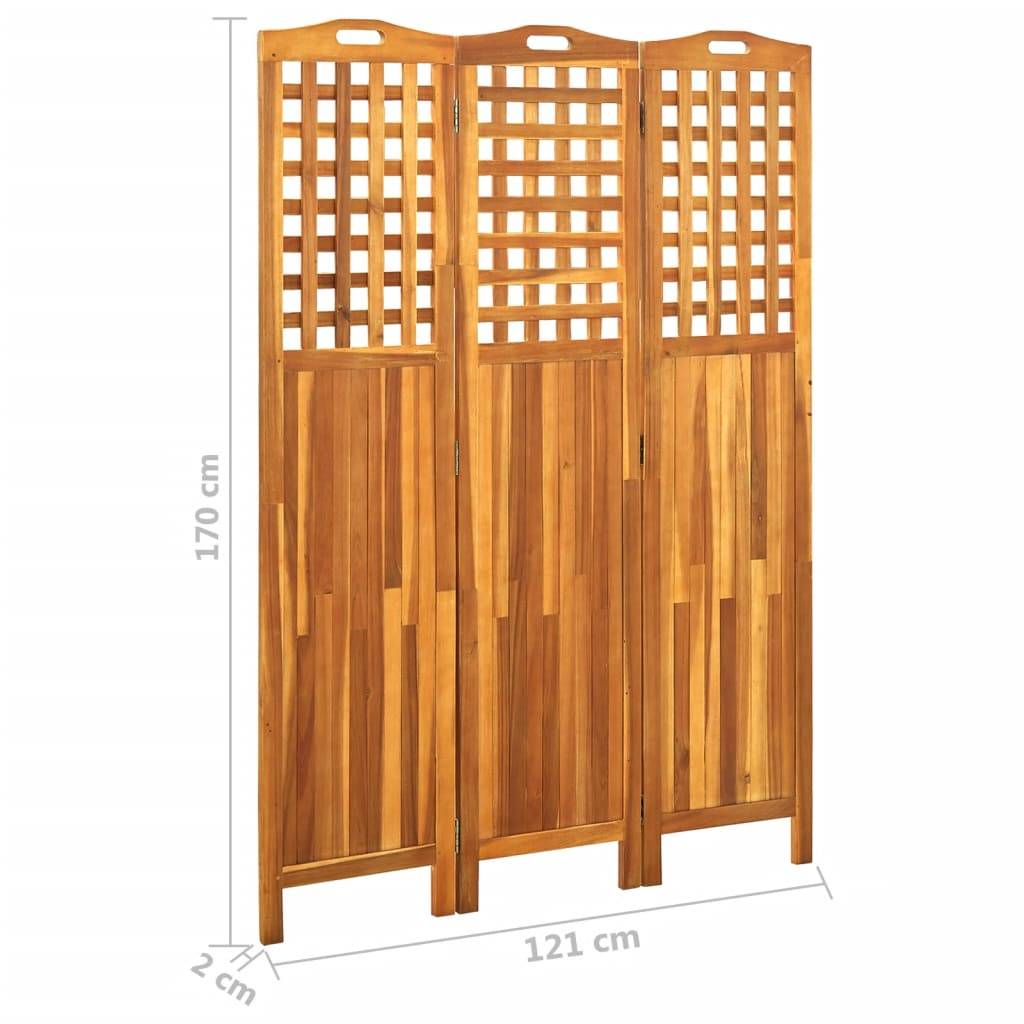 vidaXL 3-teiliger Raumteiler 121x2x170 cm Akazie Massivholz