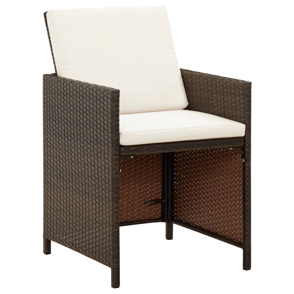 vidaXL Gartenstühle mit Kissen 4 Stk. Poly Rattan Braun
