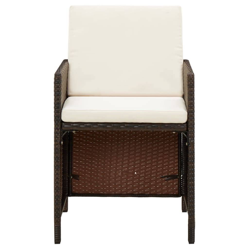 vidaXL Gartenstühle mit Kissen 4 Stk. Poly Rattan Braun