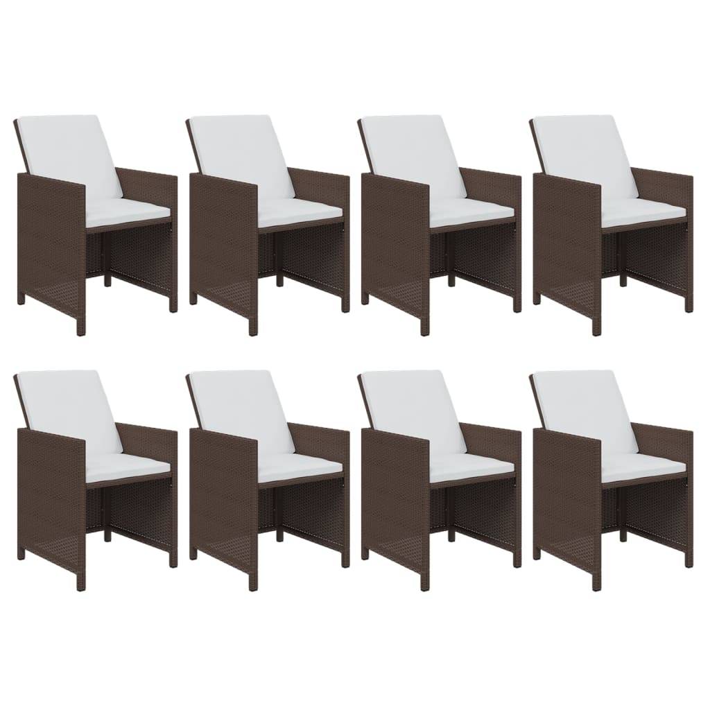 vidaXL 9-tlg. Garten-Essgruppe mit Kissen Poly Rattan Braun