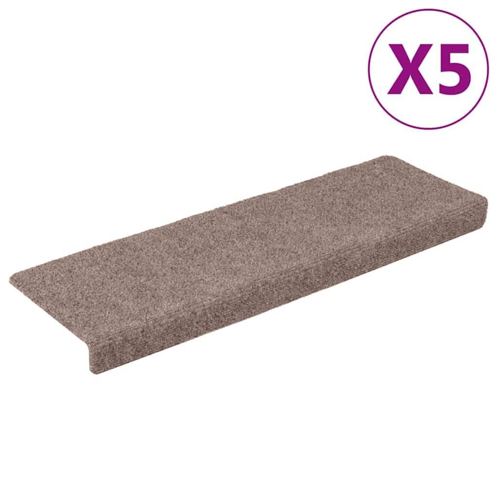 vidaXL Treppenmatten 5 Stk. Braun 65x21x4 cm Nadelvlies