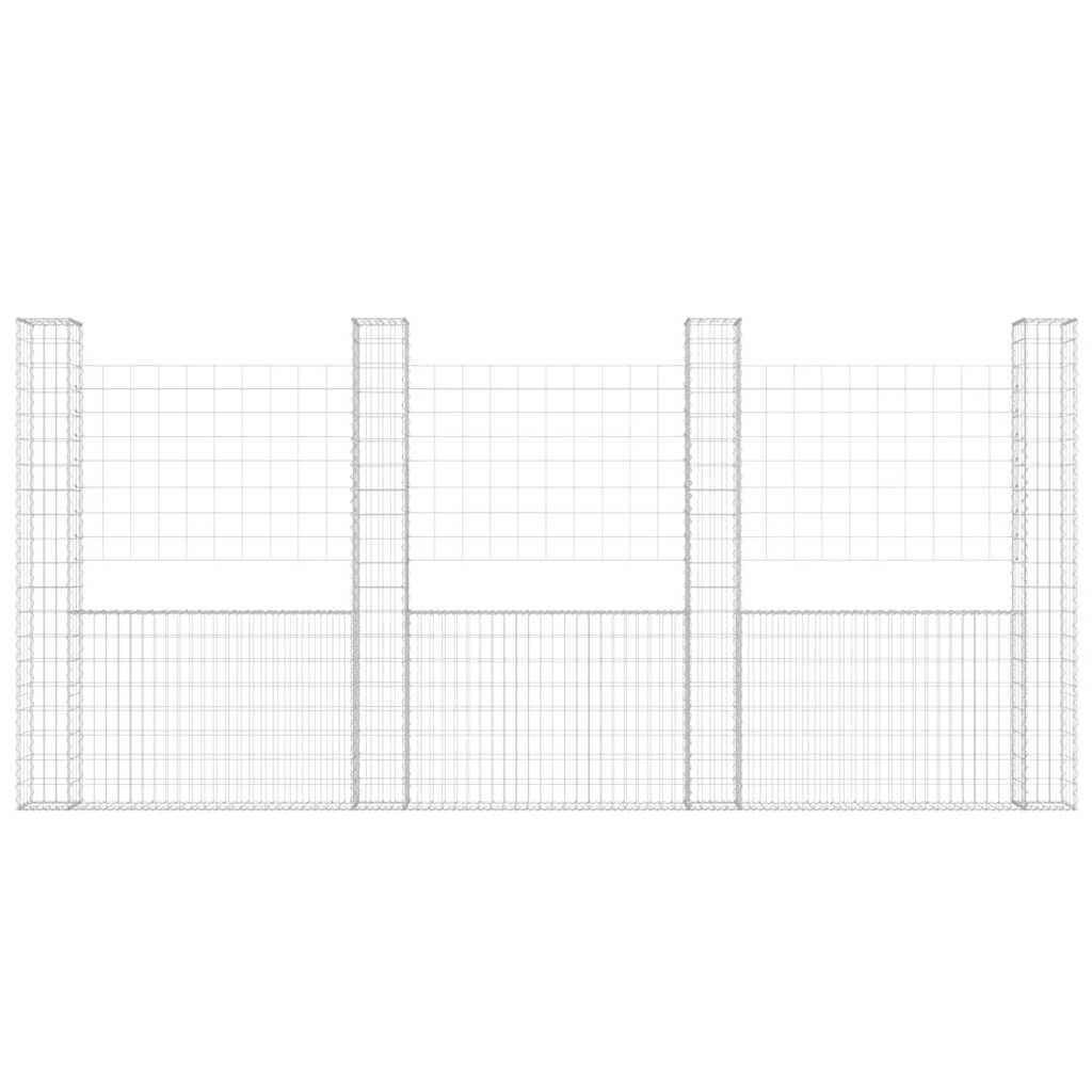 vidaXL Gabionenkorb U-Form mit 4 Säulen Eisen 380x20x200 cm