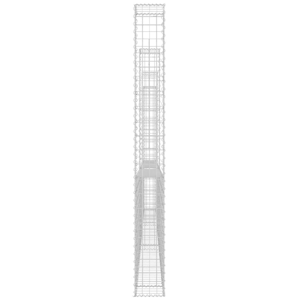 vidaXL Gabionenkorb U-Form mit 4 Säulen Eisen 380x20x200 cm