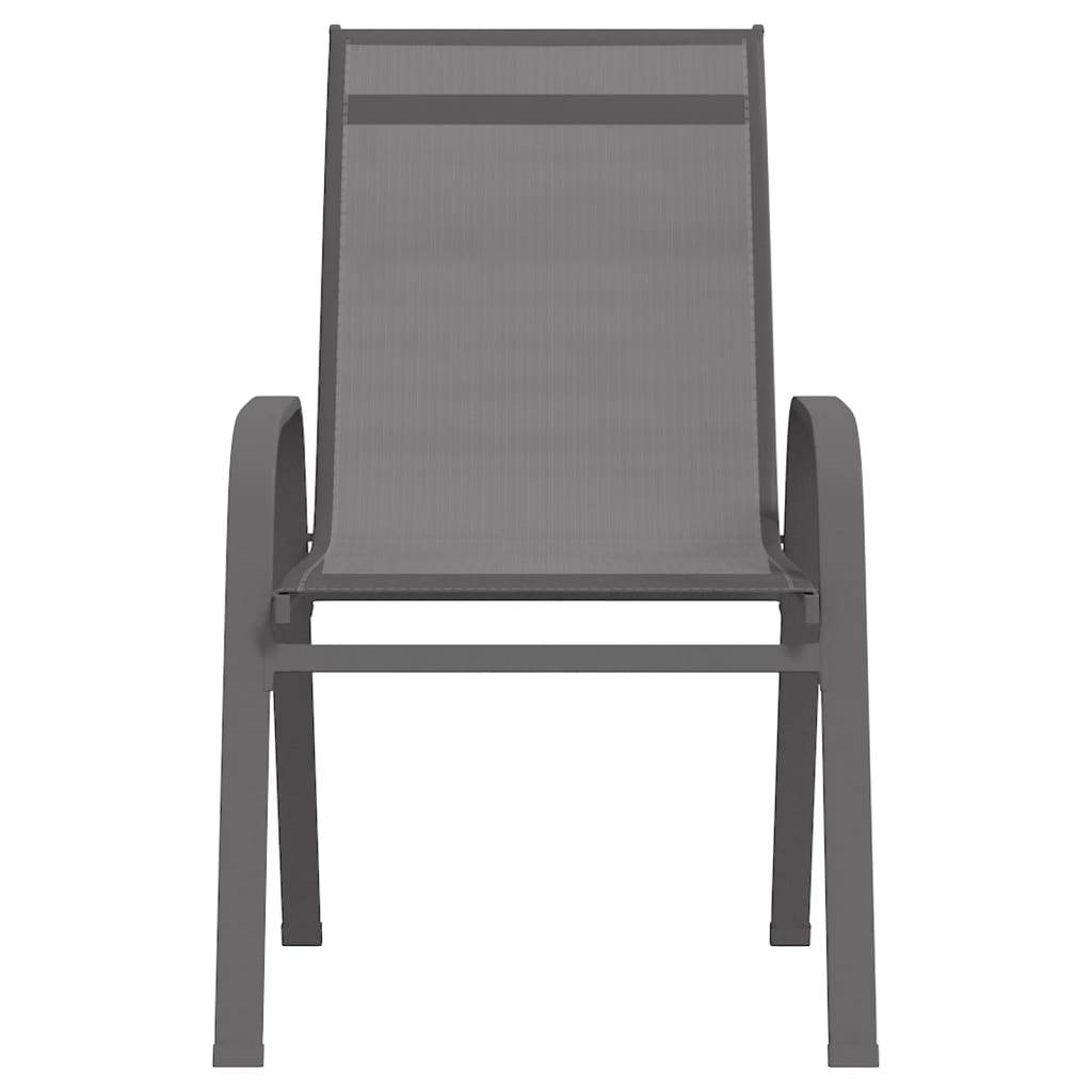 vidaXL Stapelbare Gartenstühle 2 Stk. Grau Textilene