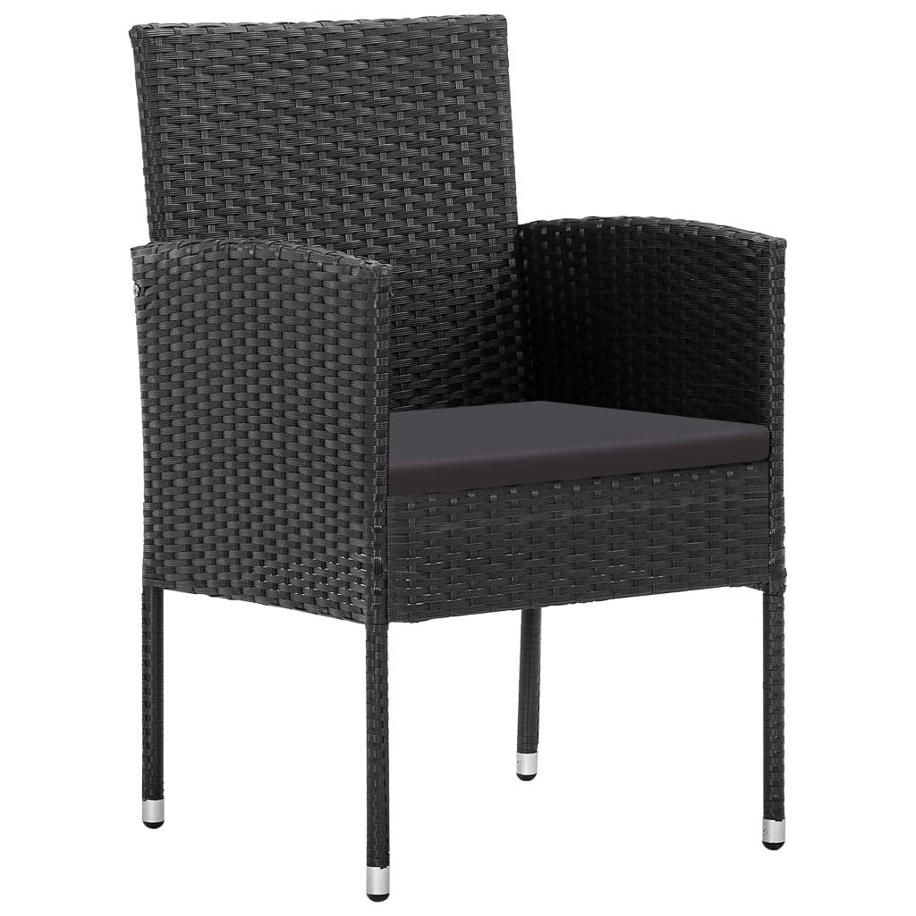 vidaXL Gartenstühle mit Kissen in Schwarz 4 Stk. Schwarz Polyrattan