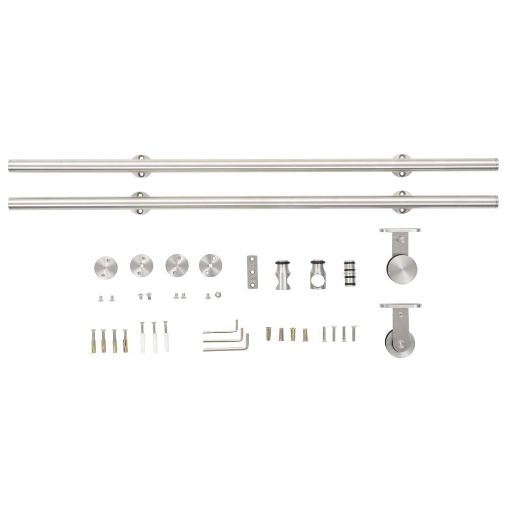 vidaXL Schiebetür-Beschlagsatz 183 cm Edelstahl Silbern