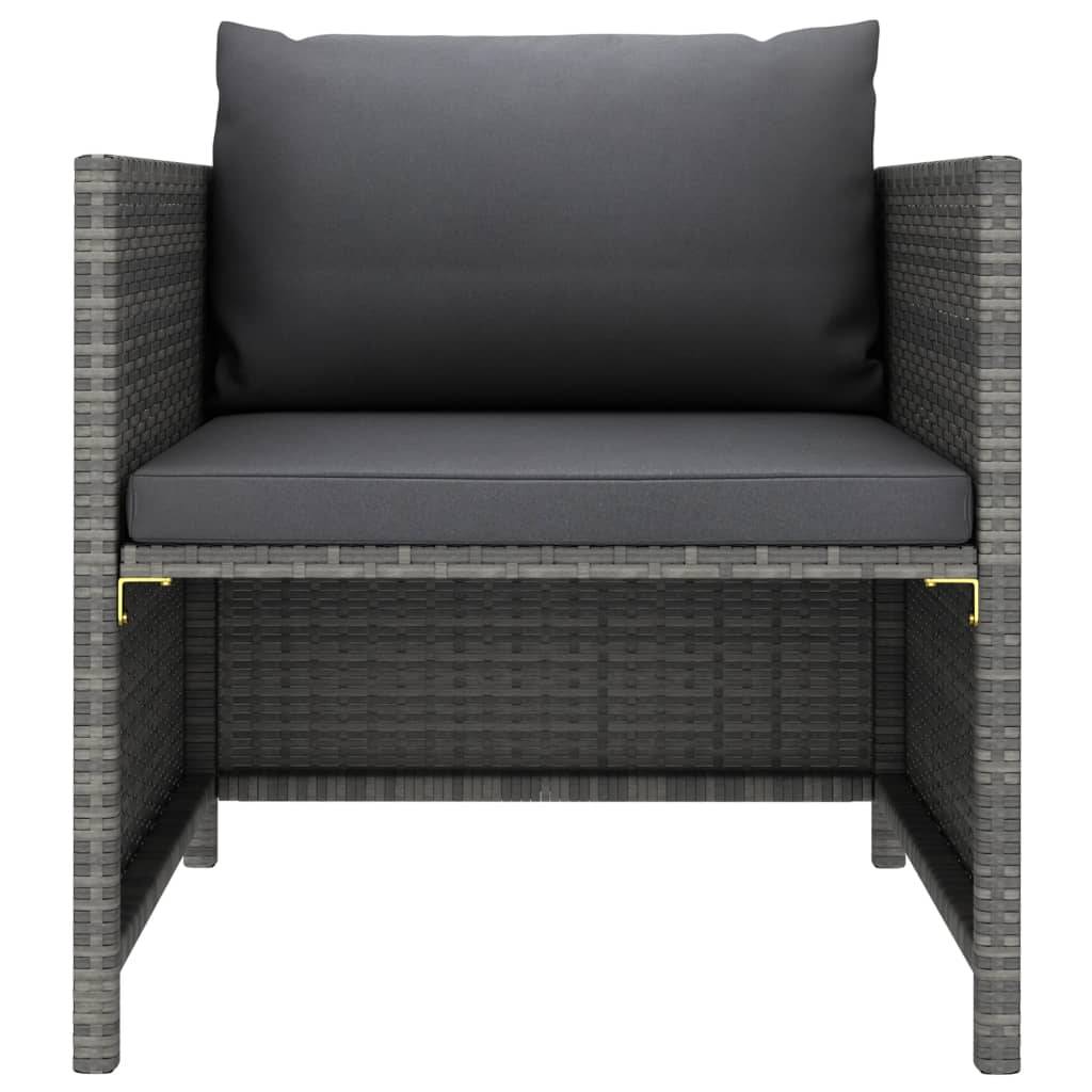 vidaXL Gartensofa mit Kissen Grau Poly Rattan