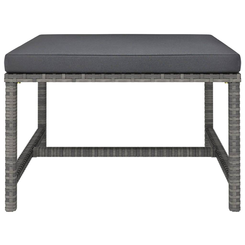 vidaXL Modular-Fußhocker mit Kissen Grau Poly Rattan