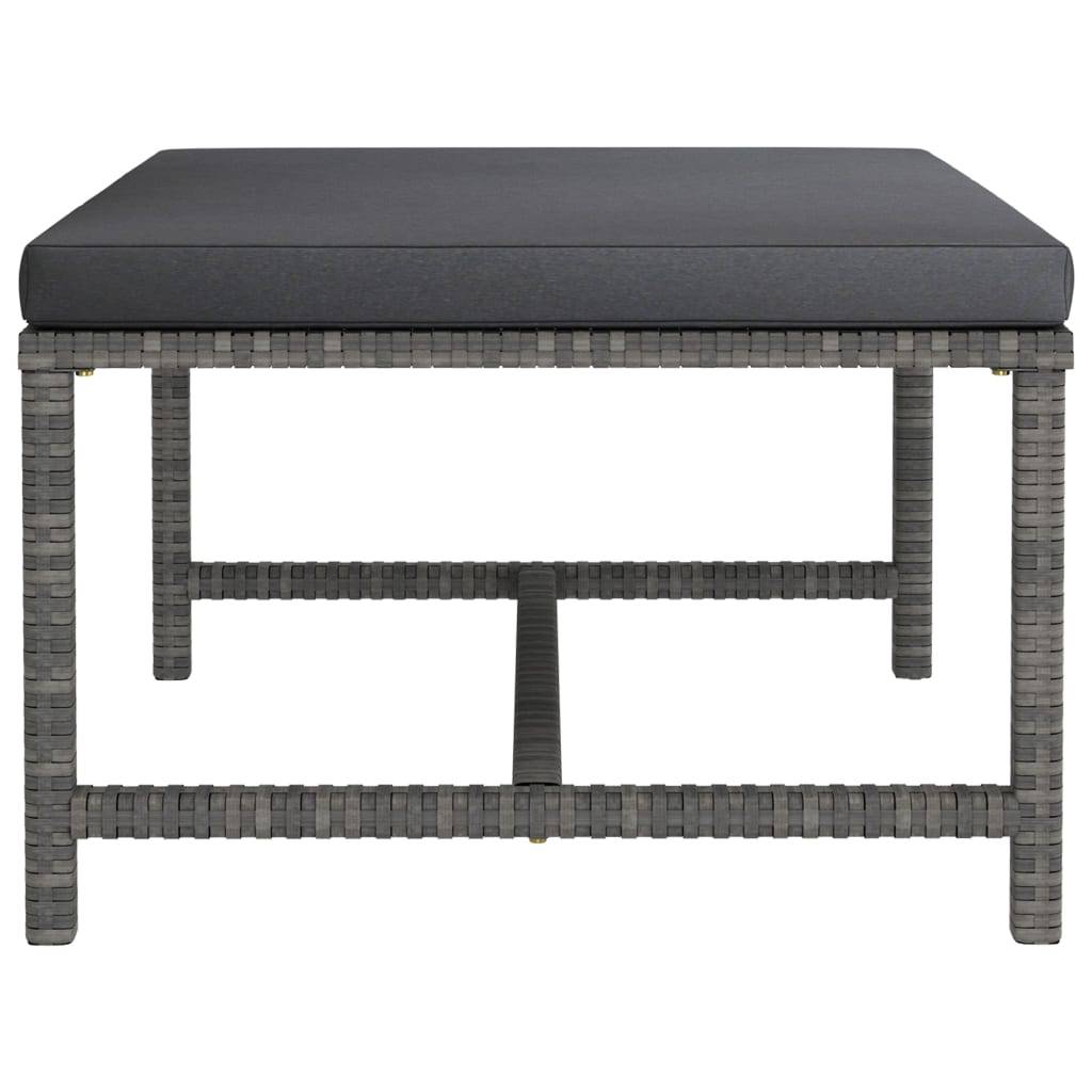 vidaXL Modular-Fußhocker mit Kissen Grau Poly Rattan
