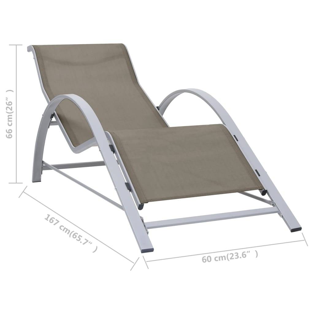 vidaXL Sonnenliegen 2 Stk. mit Tisch Aluminium Taupe
