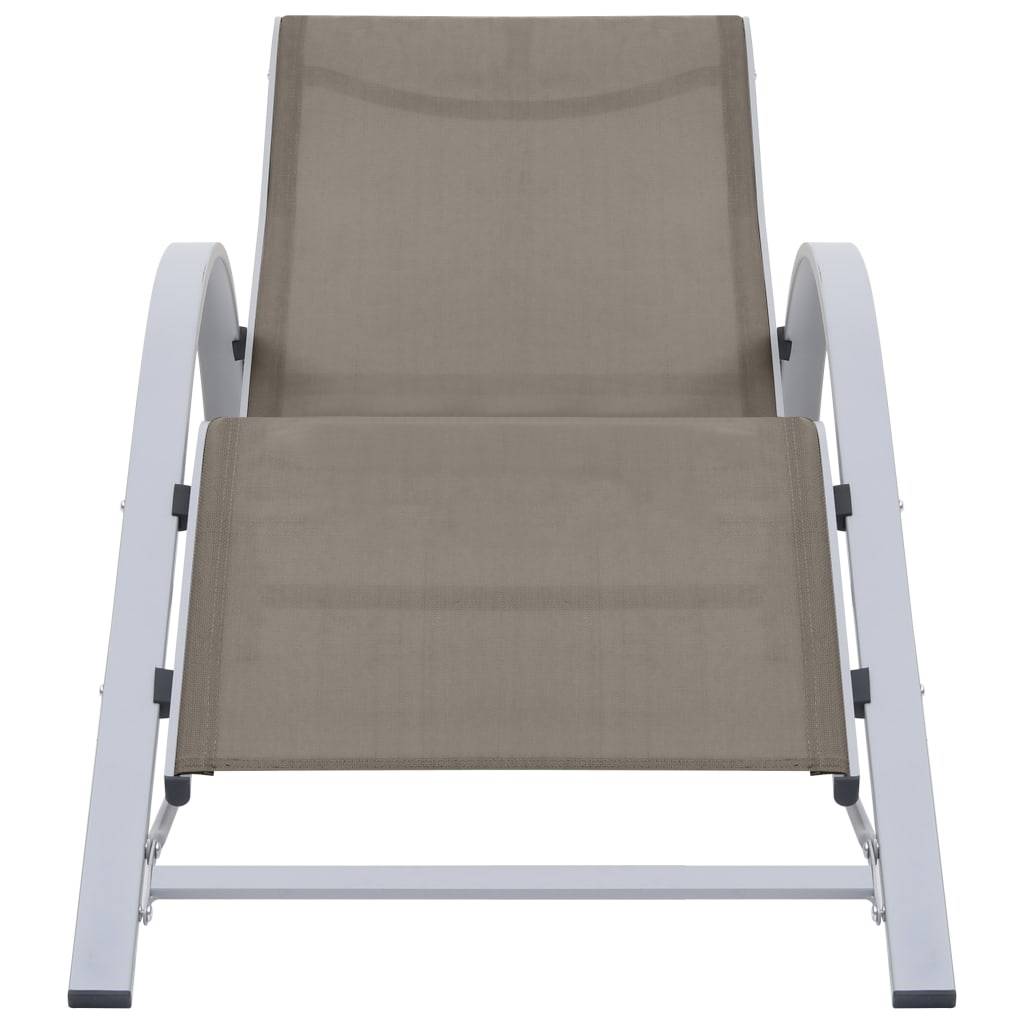 vidaXL Sonnenliegen 2 Stk. mit Tisch Aluminium Taupe