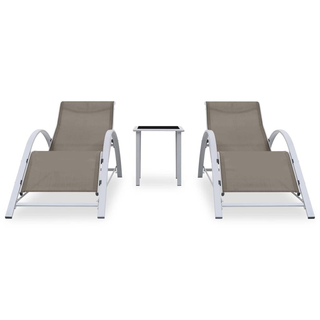 vidaXL Sonnenliegen 2 Stk. mit Tisch Aluminium Taupe