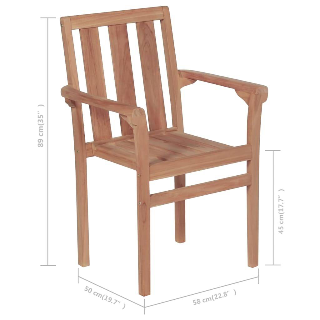 vidaXL Gartenstühle 2 Stk. mit Cremeweißen Kissen Teak Massivholz