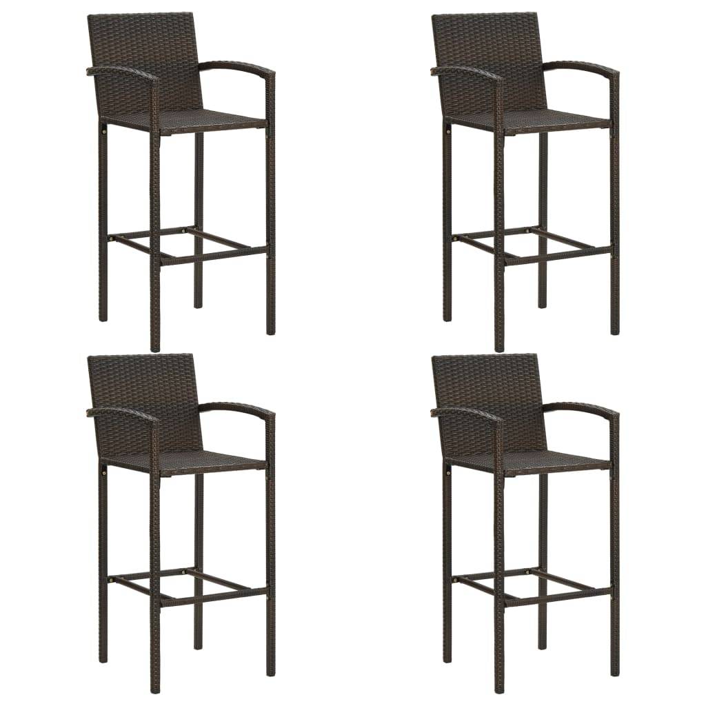 vidaXL 5-tlg. Garten-Bar-Set mit Armlehnen Poly Rattan Braun