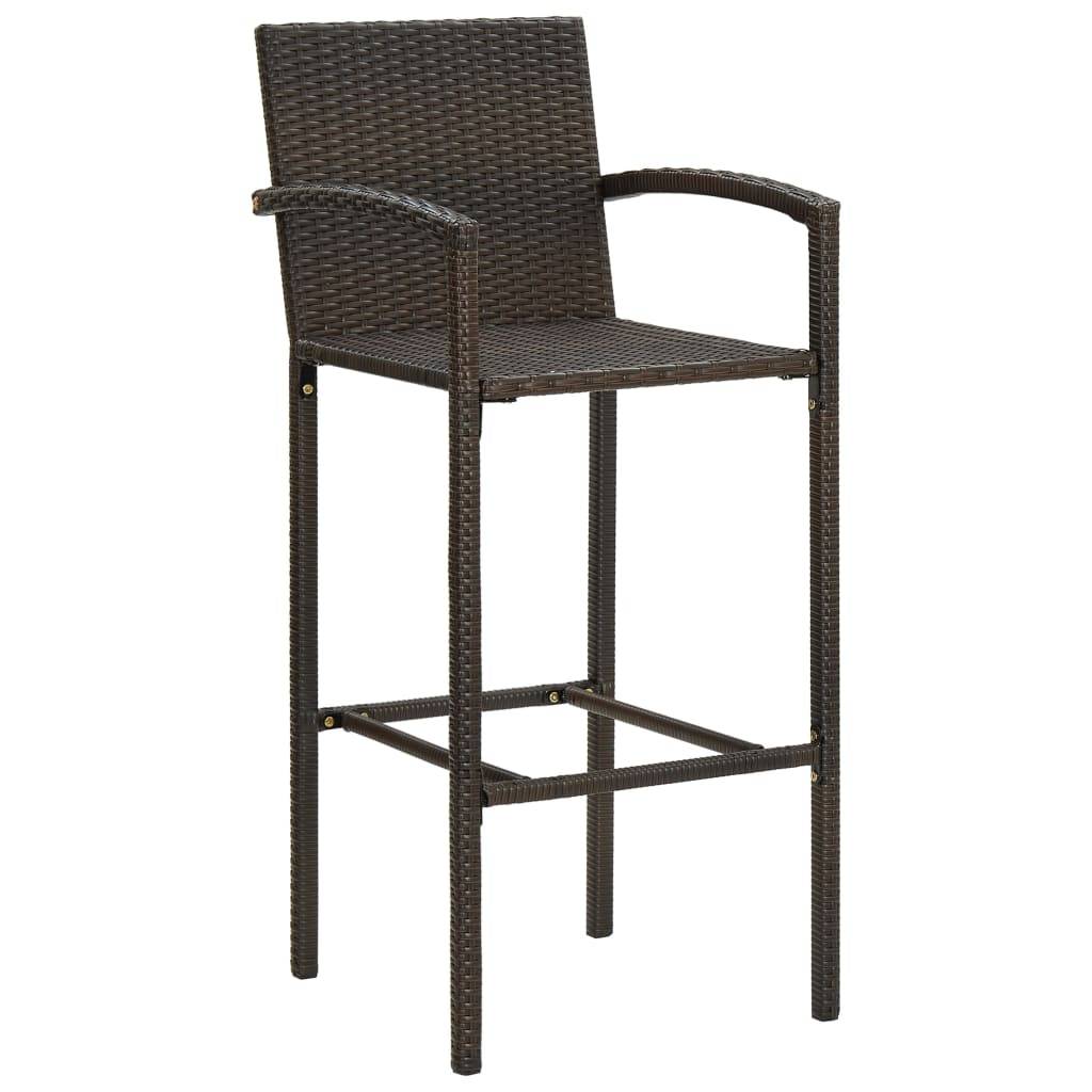 vidaXL 5-tlg. Garten-Bar-Set mit Armlehnen Poly Rattan Braun