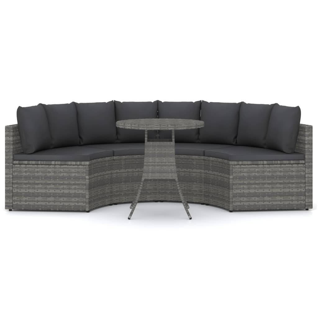 vidaXL 5-tlg. Garten-Sofagarnitur mit Auflagen Poly Rattan Grau