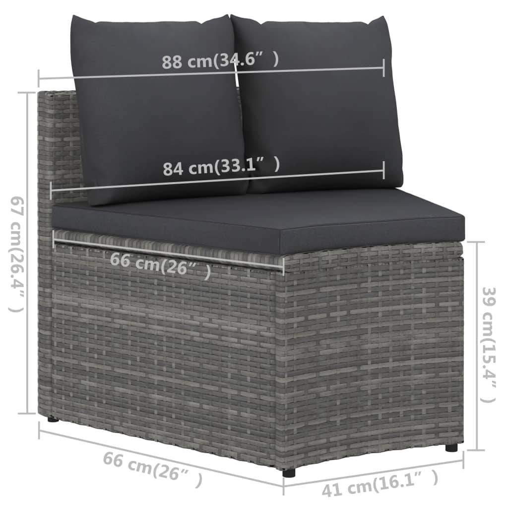 vidaXL 9-tlg. Garten-Sofagarnitur mit Auflagen Poly Rattan Grau