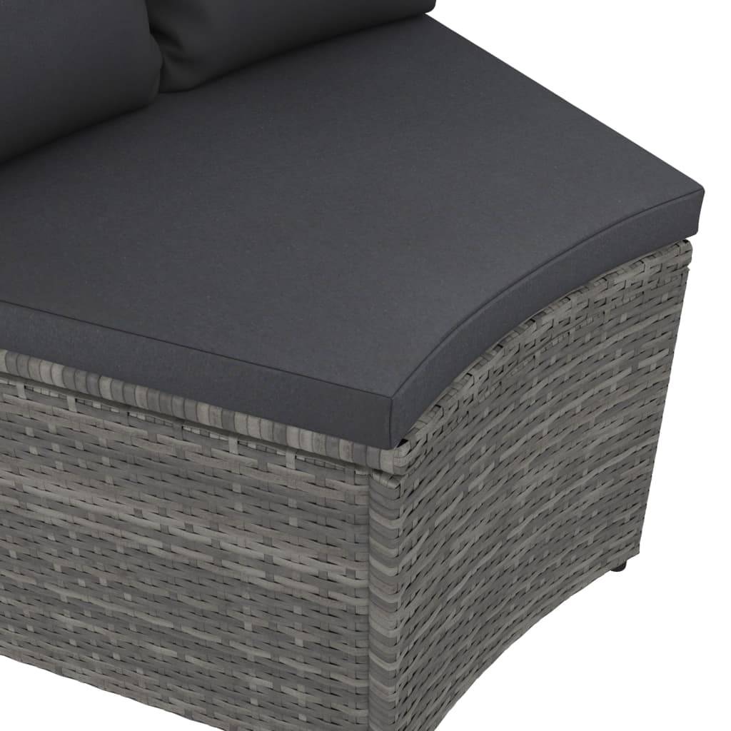vidaXL 9-tlg. Garten-Sofagarnitur mit Auflagen Poly Rattan Grau